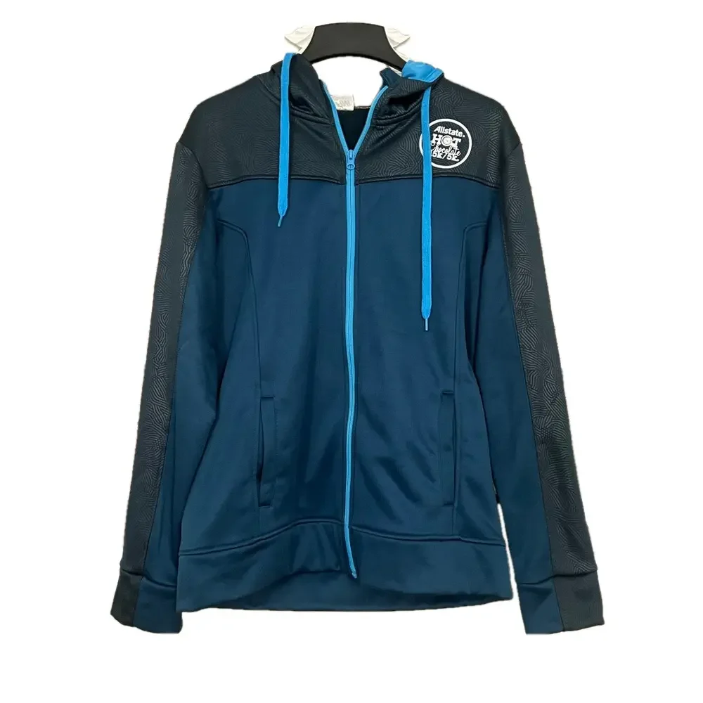 running man Blue Zip-Up Hoodie with Black Accents size medium